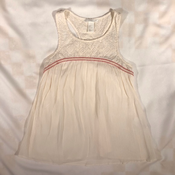 H&M ivory embroidered racer back tank top 4 - Picture 8 of 8